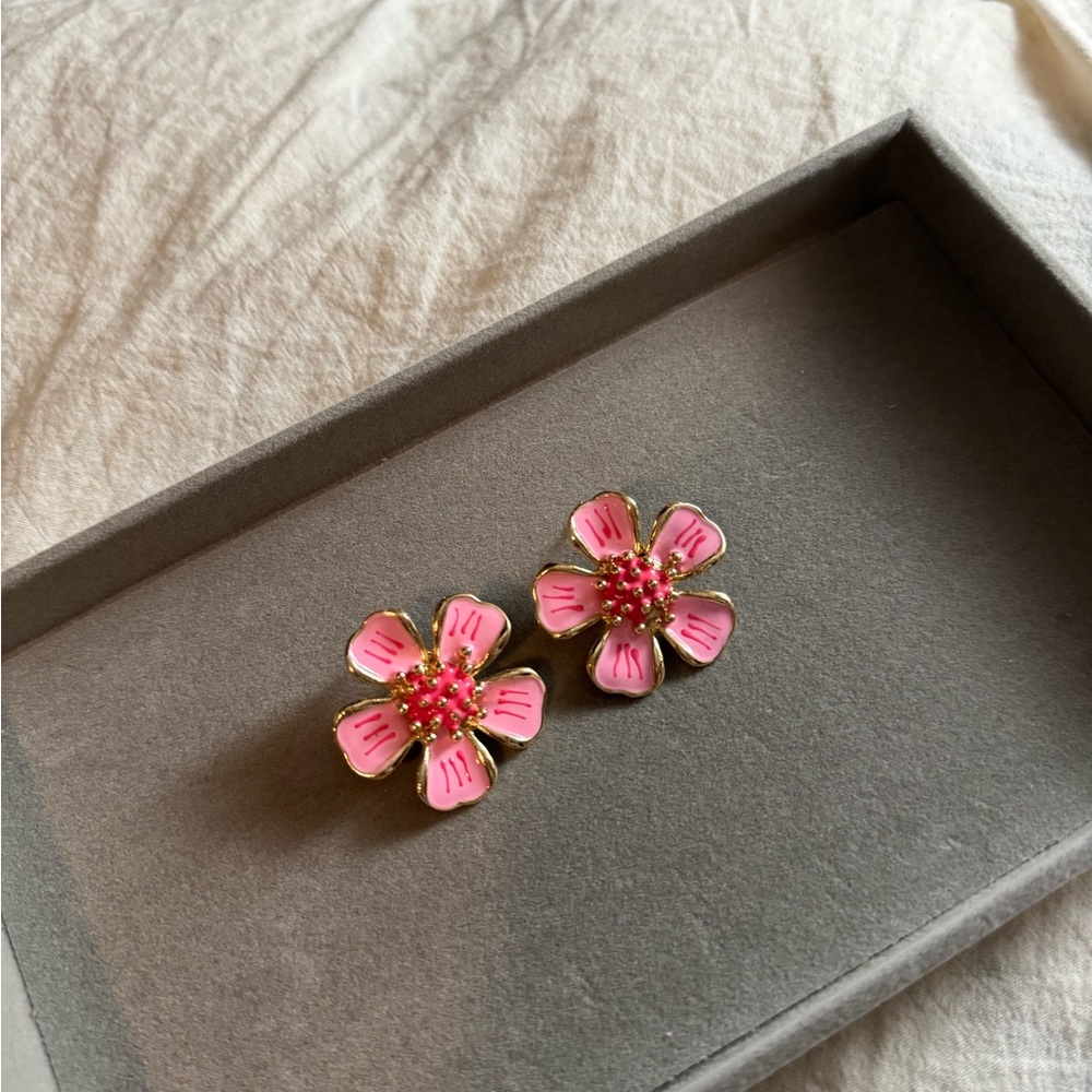 Pink Floral Summer Hawaiian Earrings